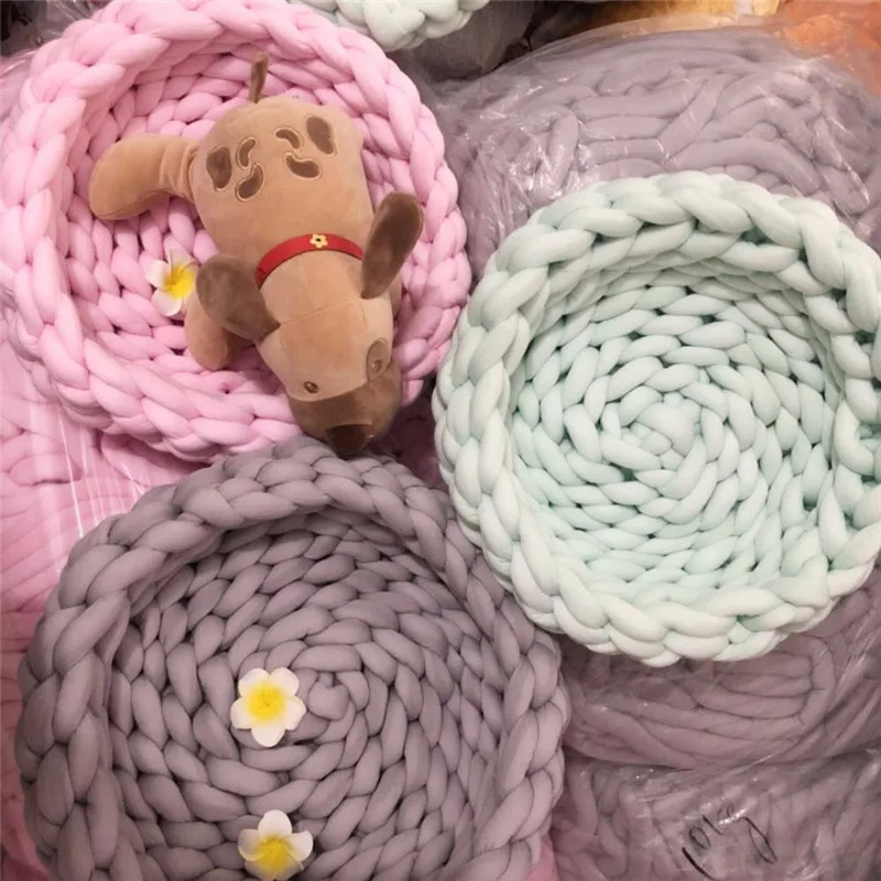 Jumbo хлопчатобумажная пряжа трубчатой формы толстые пряжи Diy громоздкие руки вязаное одеяло ручной вязки пряжа Jumbo пряжа 1000 за мяч