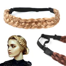 3.5cm Wide Synthetic Wig Twist Elastic Hair Bands Braids Bohemian Plait Headbands For Women Stretch Girls Hair Accessories