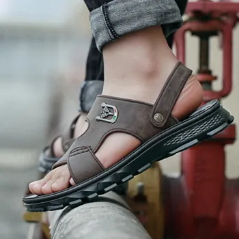 

Sandals men 2020 summer new non-slip soft bottom beach shoes men wear dual-use casual leather sandals and slippers Мужские санда
