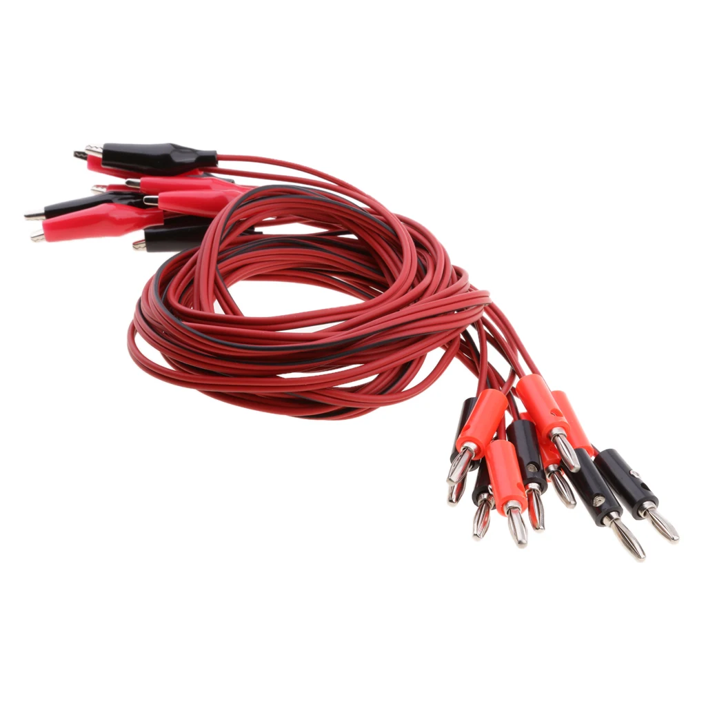 

10 PCS Banana Plug to Alligator Clamps Testing Line Set, 4mm Soft Silicone Test Cable for Multimeter