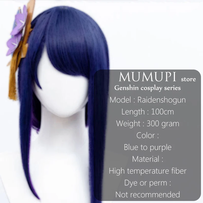 Synthetic Wig Raidenshogun Cosplay Genshin Impact Blue Purple Ombre Wigs for Women Braids Braided Hair Bangs Party Item 2