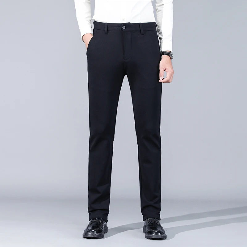 Новые осенние зимние повседневные брюки мужские модные прямые мужские брюки классические деловые Длинные мужские брюки - Цвет: Dark Blue