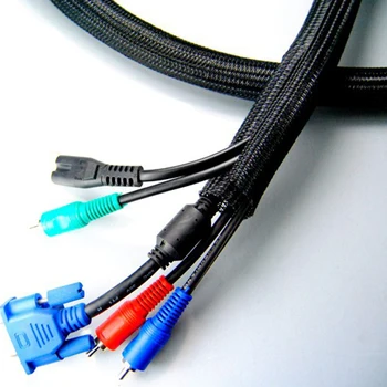 

3/4" ID:19MM 10FT/Lot SPLIT BRAIDED flex SLEEVING SELF-CLOSING BRAIDED WRAP SPLIT LOOM cable sock