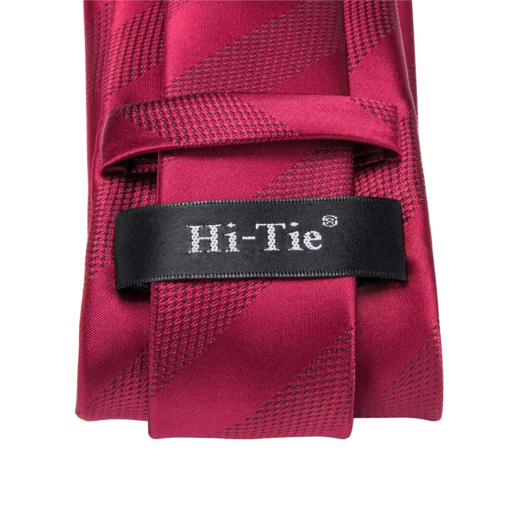 Hi-Tie Свадебный галстук для мужчин красный галстук шелковые цветочные галстуки 8,5 см галстук карманные Квадратные запонки бордовый галстук на шею для бизнеса Вечерние