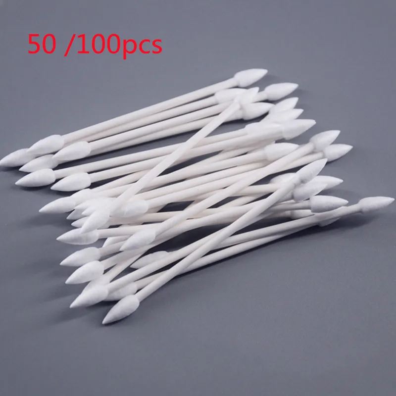 100 tamponi di cotone confezionati singolarmente punte Q rotonde bastoncini di carta a doppia punta bastoncini di cotone per la cura della bellezza dell'orecchio  66