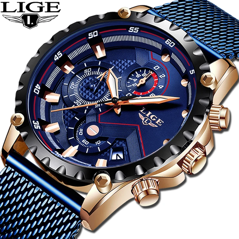 Relogio masculino LIGE новые модные мужские часы Топ бренд класса люкс водонепроницаемые аналоговые кварцевые часы мужские спортивные часы с хронографом