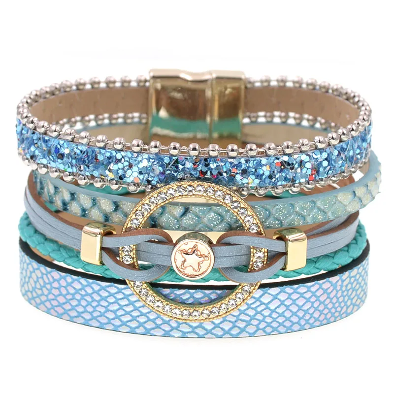 Charm Leather Bracelets bracelet jewelry For Women Trendy Boho Multilayer Wrap Bracelet Female Jewelry