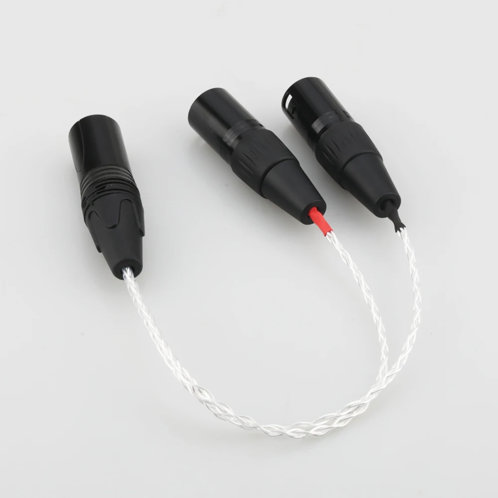 HIFI cable with 4 pin XLR Female to 2x 3 pin XLR Male Balanced Silver Plated Headphone Audio Adapter