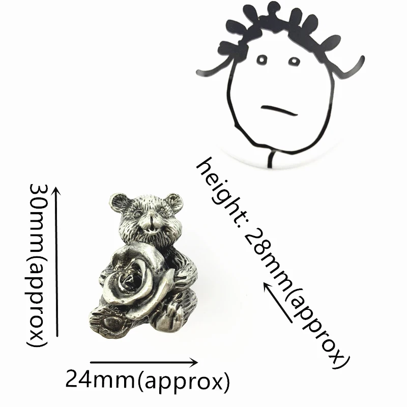 bear with rose LCH в скандинавском стиле, ручка плюшевого мишки, орех, лошадь, креативная матовая Серебряная ручка, винтажный свинцовый шкаф из цинкового сплава ящик с ручками - Цвет: bear with rose
