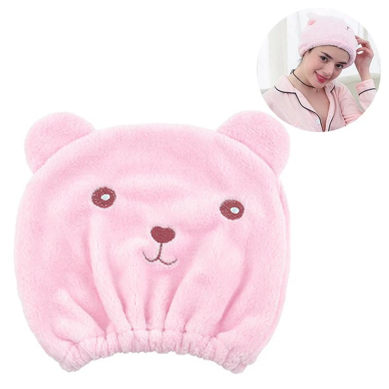 Pink Милая шапочка для сушки кошачьей шерсти, полотенце из микрофибры, быстро высыхает волосы, шапка для душа, обернутое полотенце, шапочка для купания, аксессуары для ванной комнаты - Цвет: Pink