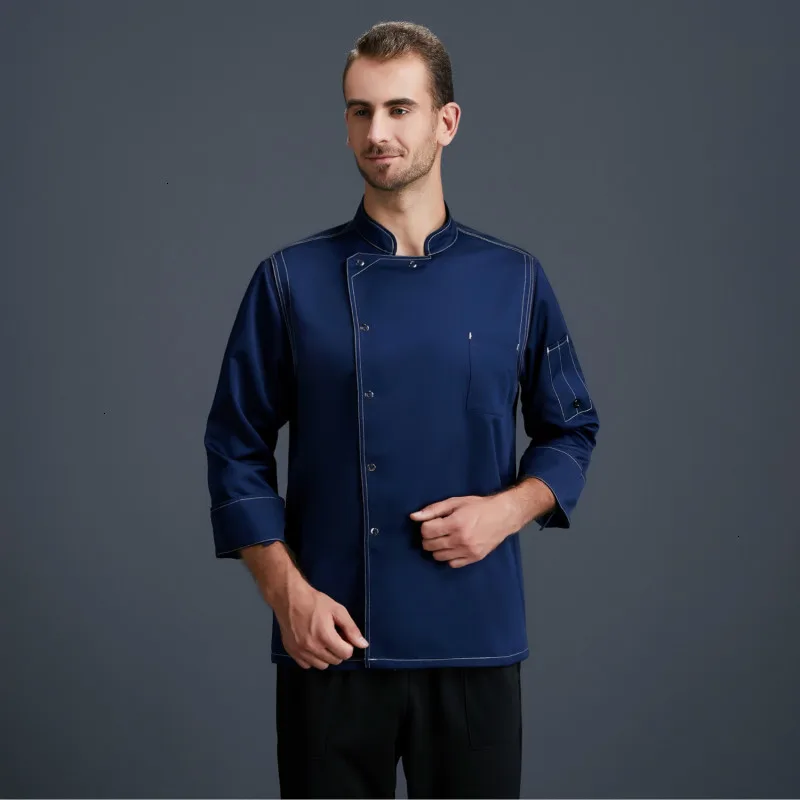 Высококачественная однобортная хлопчатобумажная форма шеф-повара унисекс костюм Официанта ресторана кафе хлебобулочная Парикмахерская с длинными рукавами комбинезоны