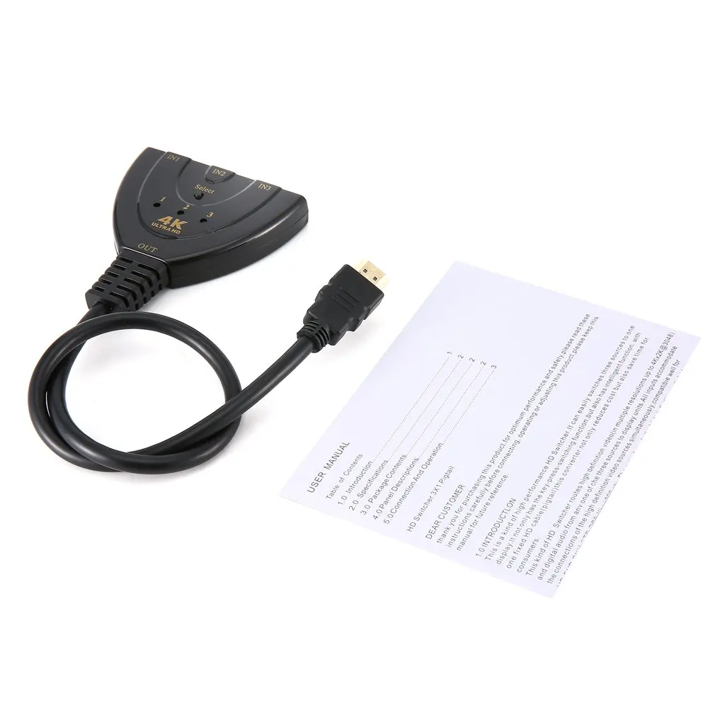 4k x 2k 3D Мини 3 порта Переключатель HDMI 1.4b 4k Коммутатор HDMI сплиттер 1080p 3 в 1 выход порт концентратор для DVD HDTV Xbox PS3 PS4
