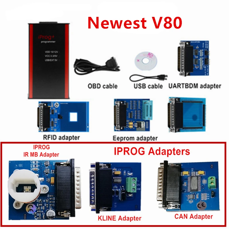 V80 Iprog Pro программист поддержка IMMO+ коррекция пробега сброс подушки безопасности до года Замена Carprog/Full/Digiprog - Цвет: iprog 3adapter