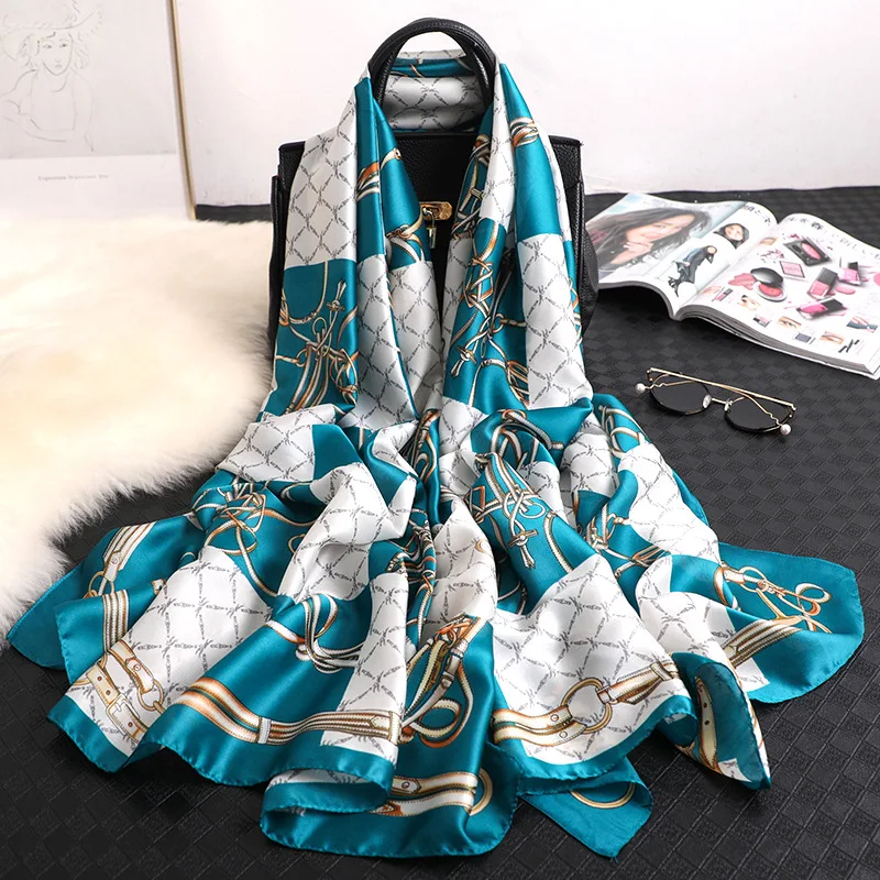 

Luxury brand 2019 women scarf silk scarves shawls and wraps print designer pashmina hijabs foulard femme beach stoles bandana