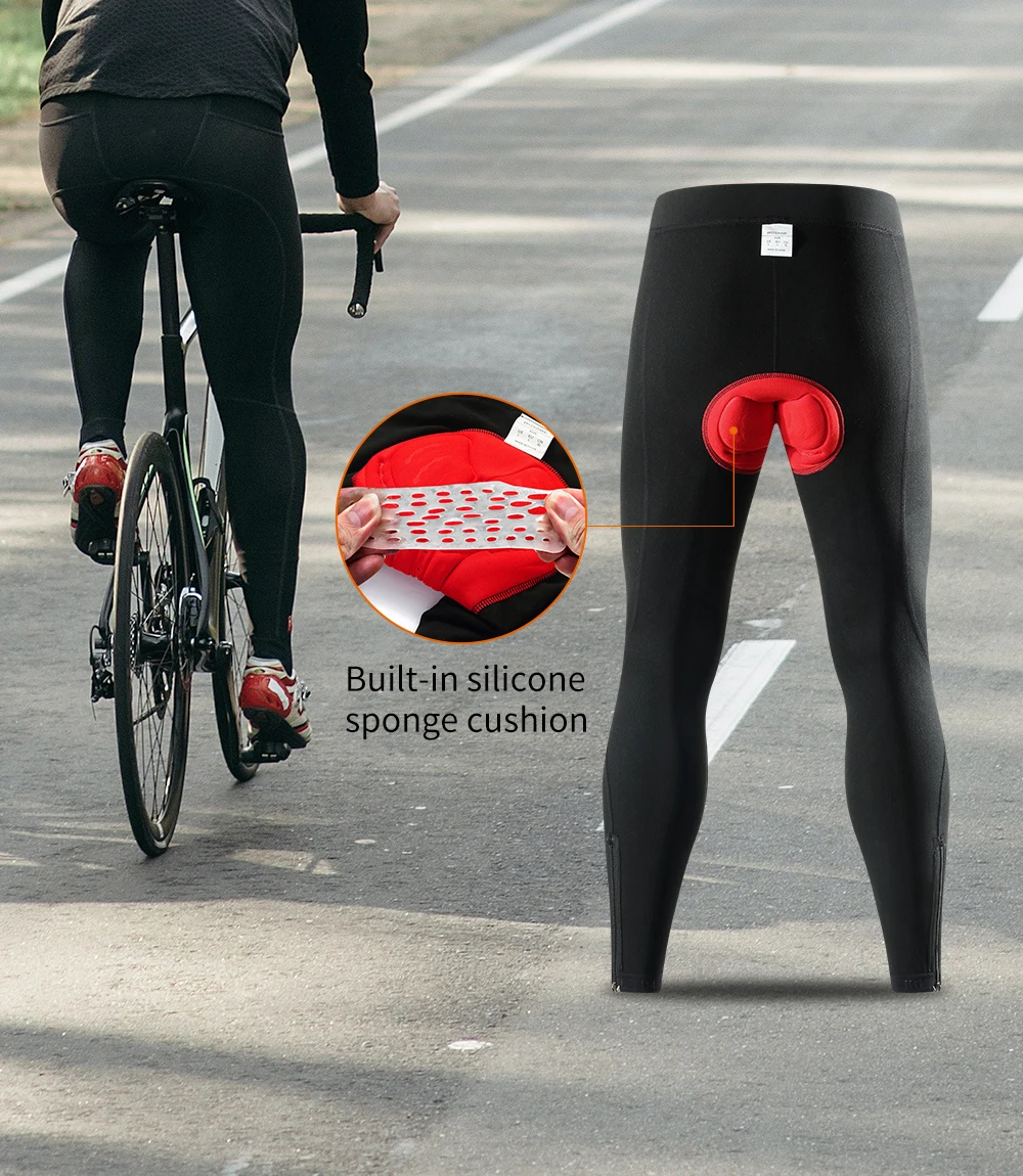 WOSAWE Winter Bike Pants Men Women Thermal Warm Long Cycling Pants Fleece Reflective Windproof MTB Sports Bicycle Trousers