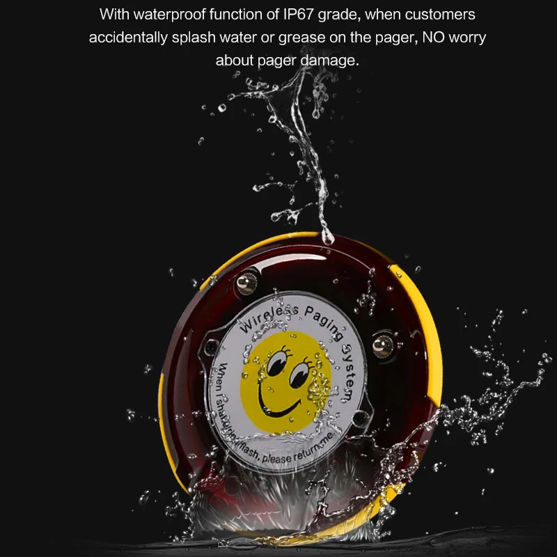 Wirelesslinkx Restaurant Coaster Pager Waterproof Breakproof Wireless Calling Guest Paging System For Food Truck / Court Office