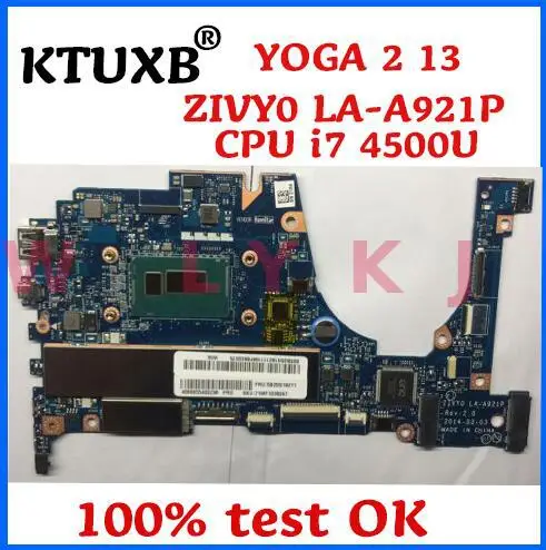 KTUXB ZIVY0 LA-A921P материнская плата для ноутбука Lenovo YOGA 2 13 ноутбук Процессор i7 4500U 8G RAM