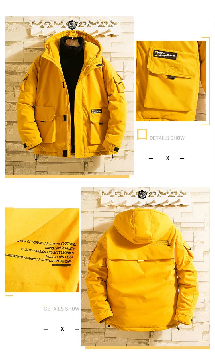 YASUGUOJI New 2022 Safari Style Mens Hooded Winter Jackets Thicken Warm Cotton Padded Mens Winter Jackets and Coats Hiver Homme