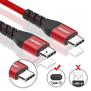 USB 2,0 QC3.0 60W C to C кабель для передачи данных типа C с двумя головками type c PD кабель для быстрой зарядки - Цвет: Красный