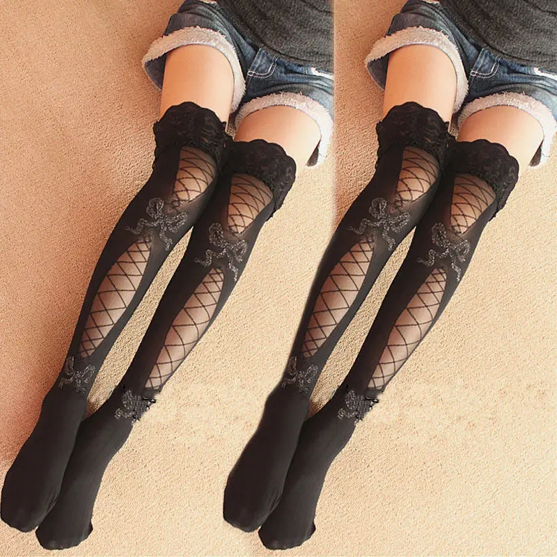 

Women Sexy Mesh Lace Stockings Stylist Fashion Ladies Skin Thigh High Long Stockings Fashion Knit Over The Knee