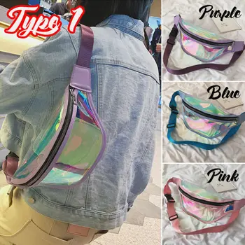 

Fashion Shinny Women Handbag Ladies Waist Pack Laser Bum Bag Waist Fanny Pack Holiday Travel Wallet Money Belt