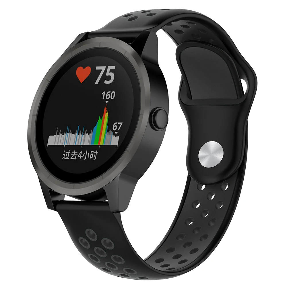 For Garmin Vivomove 3 Music Forerunner 245M Strap Two-Color Silicone Breathable Bracelet Replacement Watch Strap 20mm