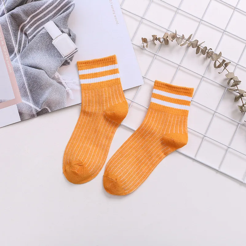 New High Quality Women Girls Socks Casual Striped Candy Colors Cotton Comfortable Short Sock Fashion Female Funny Socks - Цвет: Цвет: желтый