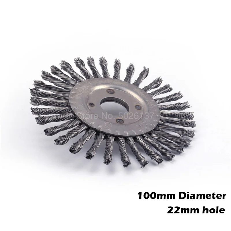 100mm Twisted Wire Knot Disc Torsion Flat Twist Round Crimp Bore Polishing Cleaning Removing Paint Rust Corrosion Threaded Tool |