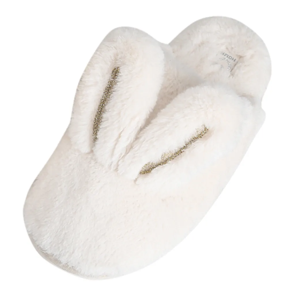 Г. Новые женские милые тапочки хлопковые тапочки с заячьими ушками осенне-зимняя теплая меховая обувь на нескользящей мягкой толстой подошве# A3 - Цвет: Белый