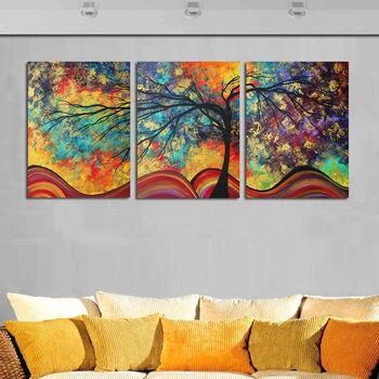 

Large Wall Art Abstract Tree Painting Colorful Landscape Paintings Canvas Picture For Home Living Room Decoration Not Framed