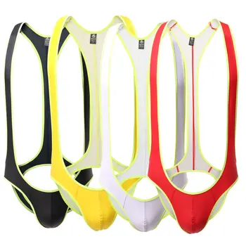 

Mens Sexy Jockstrap Bodysuit U-convex Underwear Wrestling Singlet Leotard Vest Open Back Sissy Undershirt Jumpsuit Undershirt