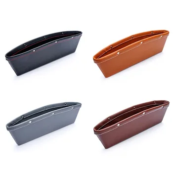 

2x PU Leather Storage Box Caddy Car Seat Gap Catch Catcher Slit Pocket Organizer