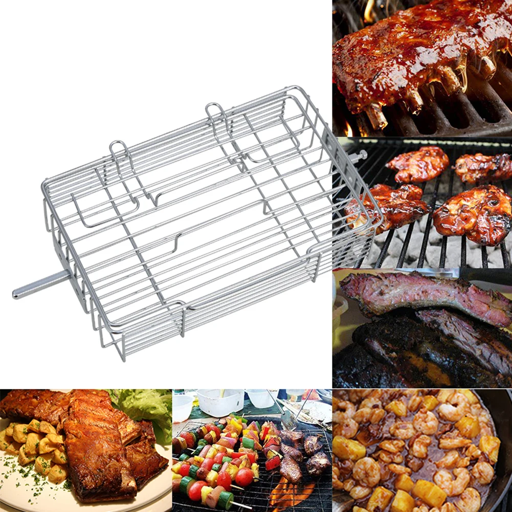 Barbecue Garden Stainless Steel Shelf Universal Outdoor Meat Rack Lightweight Two Layer Kitchen Silver Picnic Camping