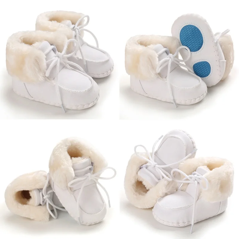 Обувь для новорожденных; теплые ботинки для новорожденных; зимняя обувь для маленьких мальчиков и девочек; меховые зимние ботиночки на мягкой подошве для детей 0-18 месяцев