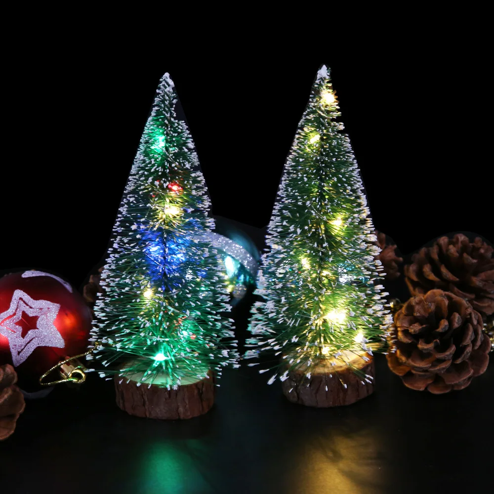 

Christmas Decorations Christmas Desktop Furnishings Green Frost Sideband LED Light Pine Needle Dusting Powder Mini Small Christm