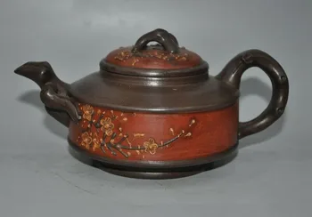 

wedding decoration Old Chinese Yixing Zisha Pottery master carved Plum blossom Teapot pot Tea maker