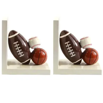 

1 Pair Bookend Cartoon Rugby Pattern Bookend Simple Bookshelf Home Ornaments