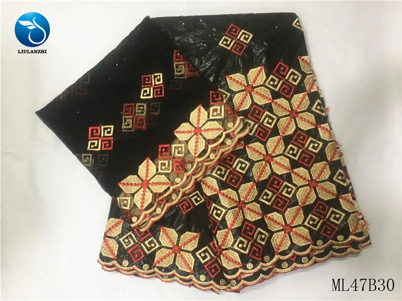 LIULANZHI Базен кружевная ткань новейший стиль черный Базен riche африканская ткань с камнями вышивка хлопок кружевная ткань ML47B30