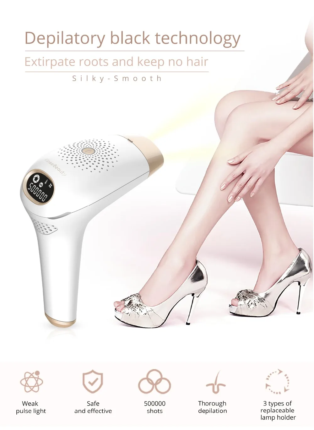 Kinseibeauty IPL лазерная машина для удаления волос лазерный эпилятор удаление волос постоянный Триммер бикини Электрический depilador 1000000Flash