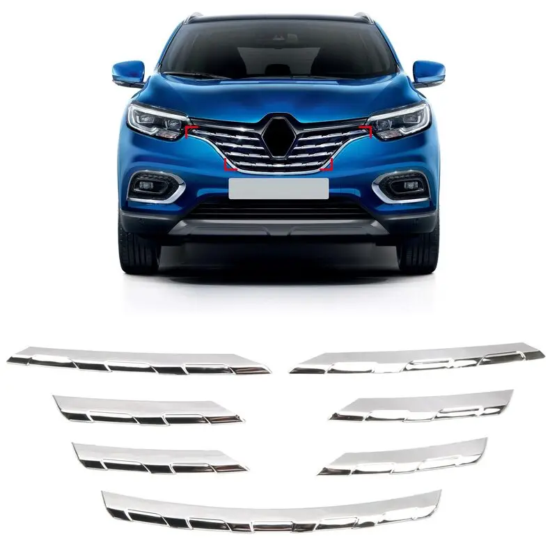 High flying For Renault Kadjar Exterior Accessories Front Middle Grille Stripe cover Trim stainless steel 7pcs