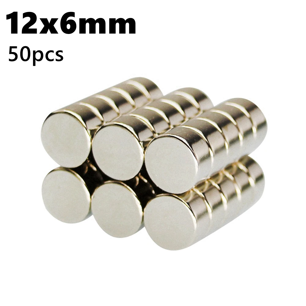 

Powerful Magnetic Cylinder Magnet Disc 12mm x 6mm NdFeB 50pcs 12*6 N35 Imanes Rare Earth Round Neodymium Magnets