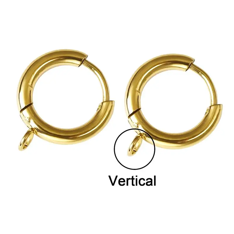 10pcs Stainless Steel Earring Hooks with Loop Gold Hug Round Ear
