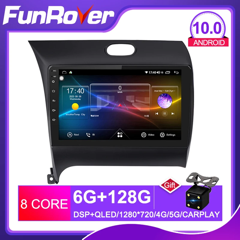 Funrover 2.5D + IPS Автомобильный мультимедийный плеер Android 10 0 2 Din Радио DVD головное