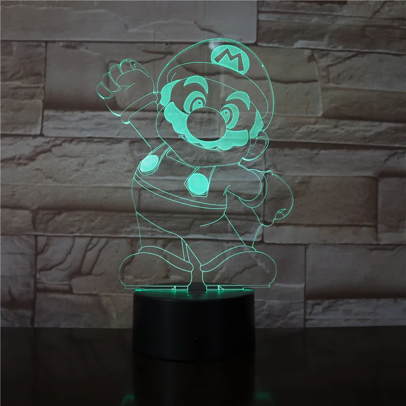3D лампа супер Марио мультфильм игра для детей лучшее рождественское украшение сенсорный датчик быстрая Светодиодный Ночник светильник Lampara