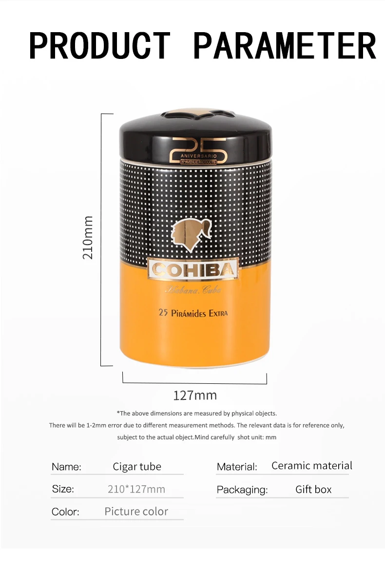 COHIBA керамическая сигара Humidor Jar Home Storge сигары коробка W/увлажнитель Fit 13-15 Куба сигары