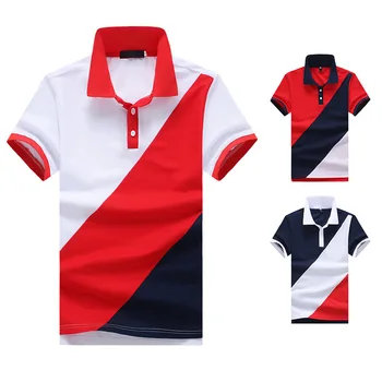 

New Tiling Men's European and American Style Stitching Short Sleeve Polo Q42