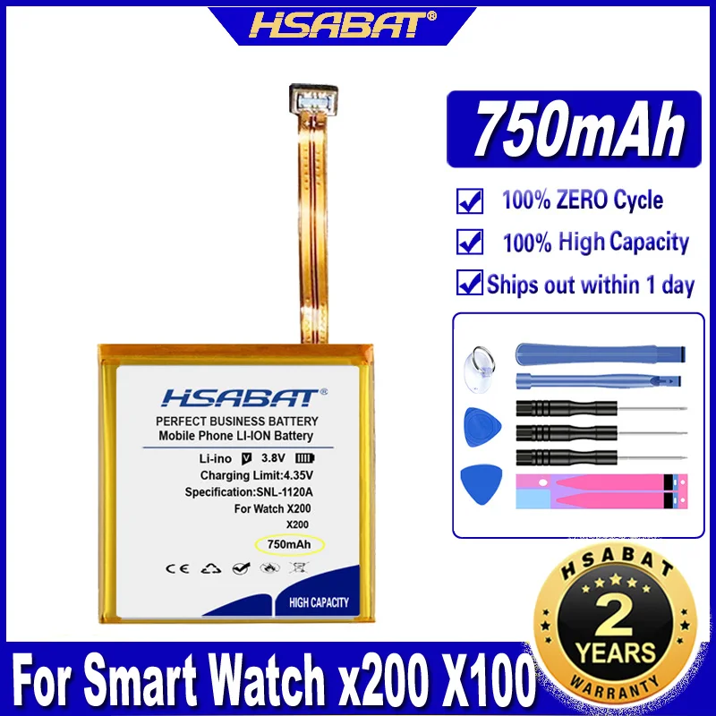 Аккумулятор HSABAT X100 X200 750 мАч для прочных умных часов телефонов аккумуляторы