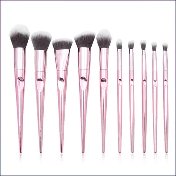 

10pcs/Lot Makeup Brushes Set Finger Print Handle Pink Metal handle Eyeshadow Brush Cosmetic Beauty Face Brushes set Makeup Tools