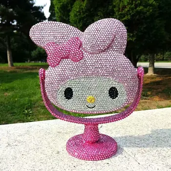 

Cartoon Rabbit covered by Diamonds Make-up Mirror Carry Handle a Desktop Make-up Mirror Beautiful Cute Room decor Gifts for girl