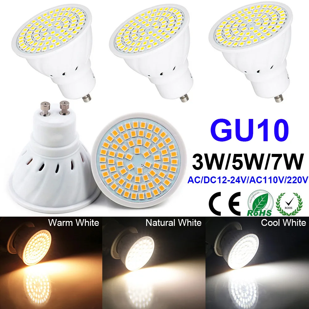 

Sale AC/DC12V-24V LEDs Lamp Spotlight Warm Cold Lamp Bulb for Home W/5W/7W GU10 LED Bulbs Energy Saving For Display Cases D30